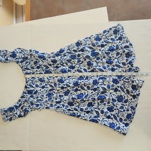 Go Coco, floral romper, off the shoulder, cap sleeve, blue flowered.